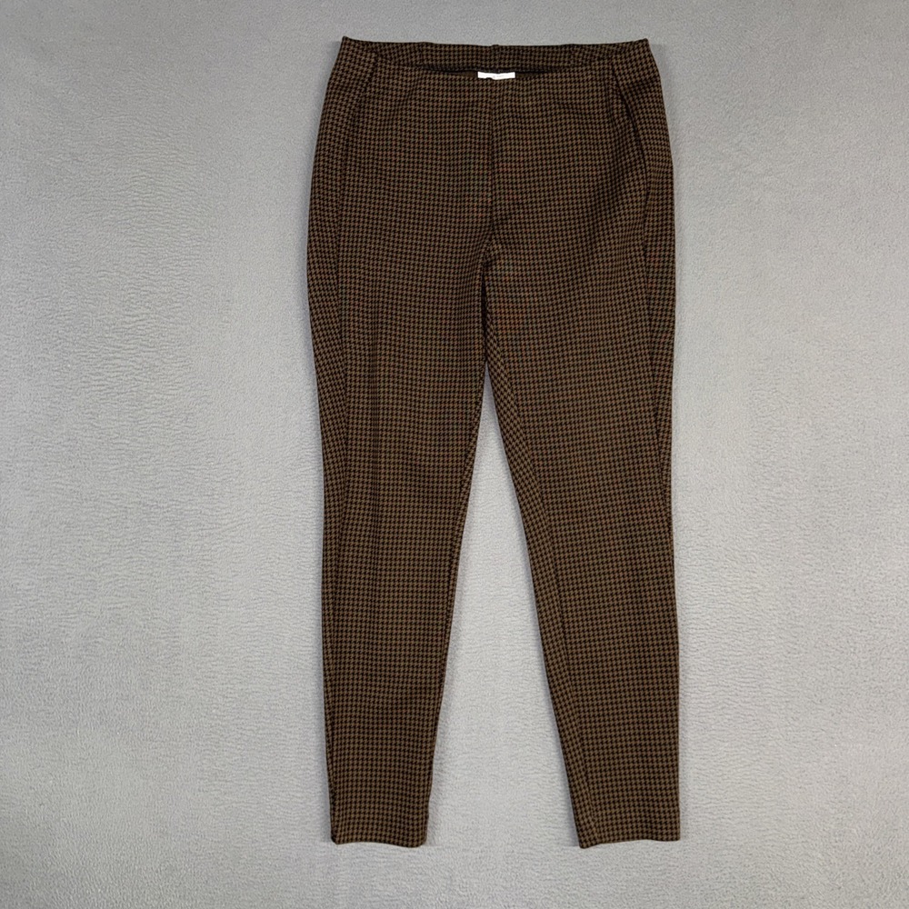 J Jill Pants Womens MP Medium Petite Brown Houndstooth Ponte Leggings Ankle